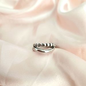 925 Silver Irregular Two Row Resizable Ring 💖